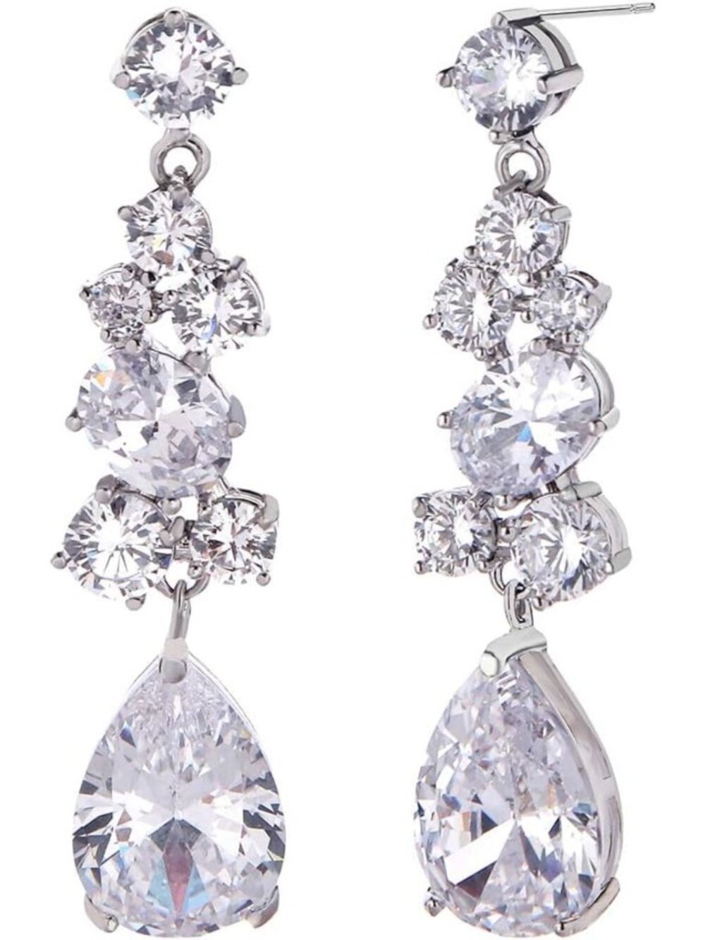 Elegant Bridal Earrings - 14k Gold Plated Teardrop CZ Crystal Chandelier Dangle